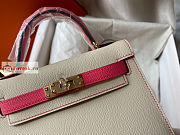 Hermes Mini Kelly With Top Handle White/Pink 19cm - 6