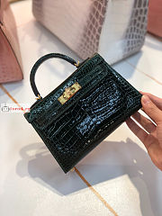 Hermes Mini Kelly With Top Handle In Crocodile Leather Green 19cm - 6