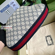 Gucci Large Attache Shoulder Bag GG Canvas Beige/Blue 702823 35x32x6cm - 3