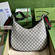 Gucci Large Attache Shoulder Bag GG Canvas Beige/Blue 702823 35x32x6cm - 2