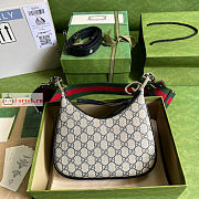 Gucci Small Attache Shoulder Bag GG Canvas Beige/Blue 699409 23x22x5cm - 5