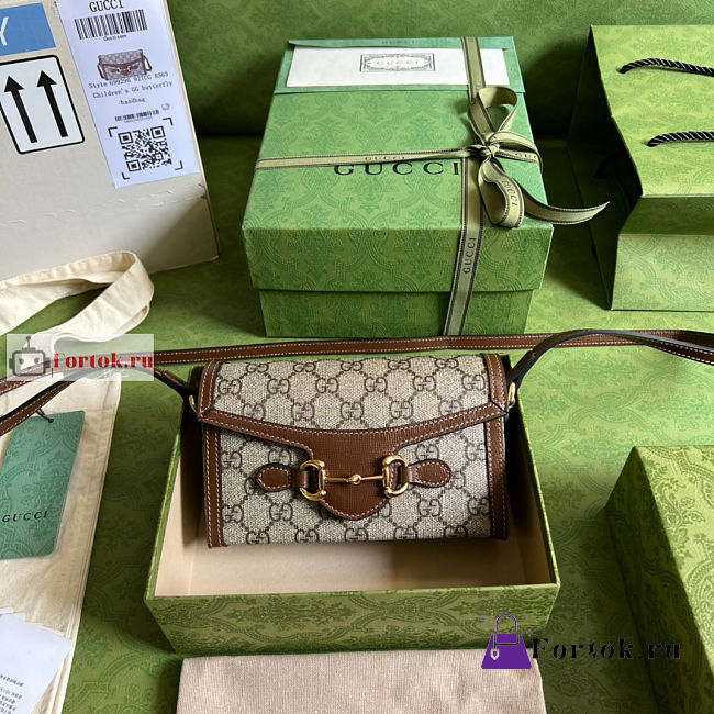 Gucci Mini Horsebit 1955 Bag Brown/Beige 699296 18x12x5cm - 1