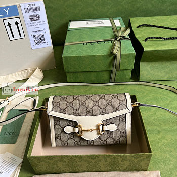 Gucci Mini Horsebit 1955 Bag White/Beige 699296 18x12x5cm