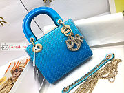 Dior Mini Lady Dior Bag Bead Embroidery Blue M0505 17×15×7cm - 1