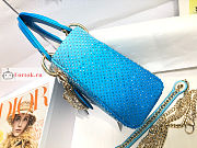 Dior Mini Lady Dior Bag Bead Embroidery Blue M0505 17×15×7cm - 4