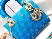 Dior Mini Lady Dior Bag Bead Embroidery Blue M0505 17×15×7cm - 6