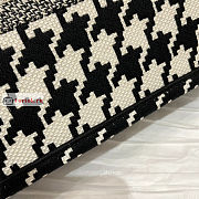 Dior Small Book Tote Macro Houndstooth Embroidery Black/White M1265 26.5x21x14cm - 3