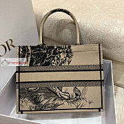 Dior Medium Book Tote Macro Toile de Jouy Tiger Embroidery Brown/Black M1296 36x27.5x16.5cm - 2