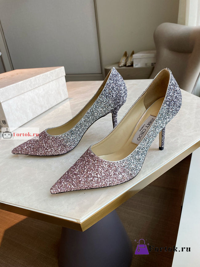 Jimmy Choo Romy 85 Pink/Silver/Anthracite Glitter  - 1