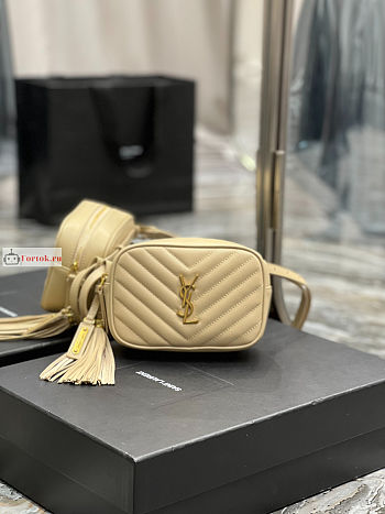 Ysl Lou Belt Bag In Leather Beige 614031 15.5x10.5x5.5cm