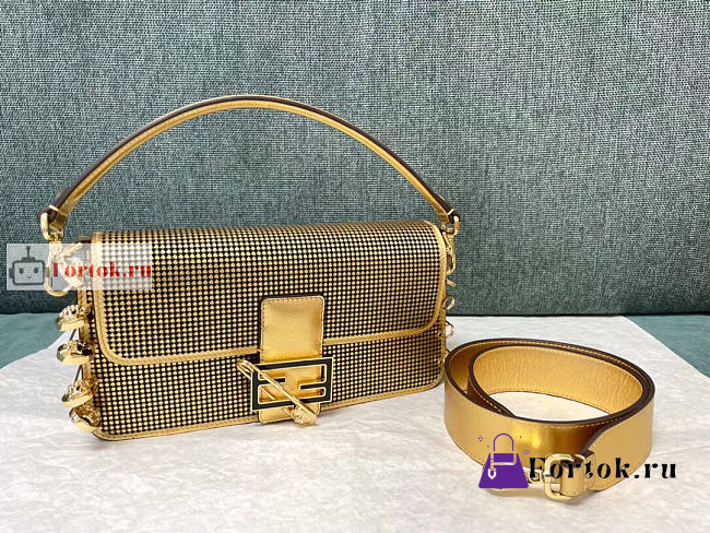 Fendace Baguette Brooch Bag In Gold Leather 28x15.5x7cm - 1