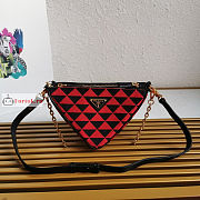 Prada Mini Symbole Leather/Fabric Bag Red Cherry 1BC176 26x16x13cm - 1