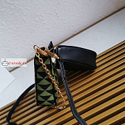 Prada Mini Symbole Leather/Fabric Bag Green 1BC176 26x16x13cm - 6