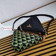Prada Mini Symbole Leather/Fabric Bag Green 1BC176 26x16x13cm - 5