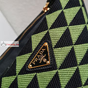 Prada Mini Symbole Leather/Fabric Bag Green 1BC176 26x16x13cm - 4