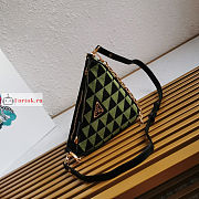 Prada Mini Symbole Leather/Fabric Bag Green 1BC176 26x16x13cm - 3