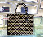 Prada Large Symbole Jacquard Fabric Handbag Beige 1BA356 39x31x11cm - 1