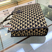 Prada Large Symbole Jacquard Fabric Handbag Beige 1BA356 39x31x11cm - 2