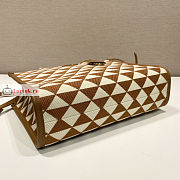 Prada Small Symbole Jacquard Fabric Handbag Tobacco Brown 1BA354 28x22x9cm - 2