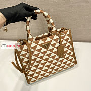 Prada Small Symbole Jacquard Fabric Handbag Tobacco Brown 1BA354 28x22x9cm - 5
