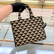 Prada Small Symbole Jacquard Fabric Handbag Beige 1BA354 28x22x9cm - 2