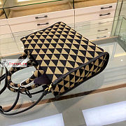 Prada Small Symbole Jacquard Fabric Handbag Beige 1BA354 28x22x9cm - 3