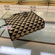 Prada Small Symbole Jacquard Fabric Handbag Beige 1BA354 28x22x9cm - 4