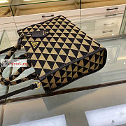 Prada Small Symbole Jacquard Fabric Handbag Beige 1BA354 28x22x9cm - 5