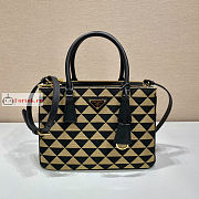 Prada Small Galleria Embroidered Fabric Beige 1BA863 28x19.5x12cm - 1
