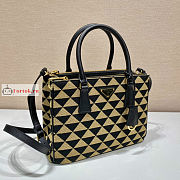 Prada Small Galleria Embroidered Fabric Beige 1BA863 28x19.5x12cm - 2