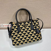 Prada Small Galleria Embroidered Fabric Beige 1BA863 28x19.5x12cm - 3