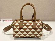 Prada Symbole Jacquard Fabric Top Handle Bag Tobacco Brown 1BB846 20x14x11cm - 6