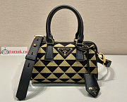 Prada Symbole Jacquard Fabric Top Handle Bag Beige 1BB846 20x14x11cm - 1