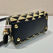 Prada Symbole Jacquard Fabric Top Handle Bag Beige 1BB846 20x14x11cm - 5