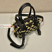 Prada Symbole Jacquard Fabric Top Handle Bag Beige 1BB846 20x14x11cm - 2