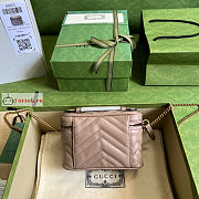 Gucci Mini GG Marmont Top Handle Bag Beige 699515 16x10.5x5.5cm - 2