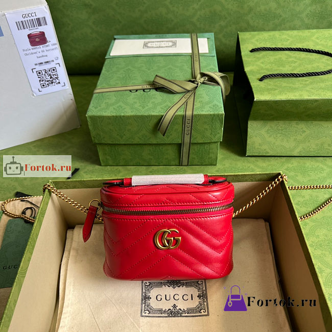 Gucci Mini GG Marmont Top Handle Bag Red 699515 16x10.5x5.5cm - 1