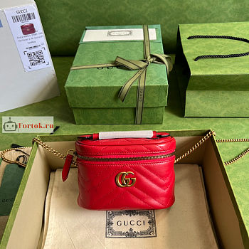 Gucci Mini GG Marmont Top Handle Bag Red 699515 16x10.5x5.5cm