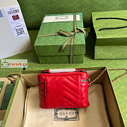 Gucci Mini GG Marmont Top Handle Bag Red 699515 16x10.5x5.5cm - 5