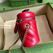 Gucci Mini GG Marmont Top Handle Bag Red 699515 16x10.5x5.5cm - 3