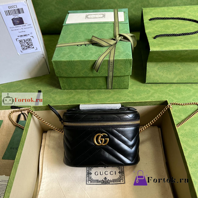 Gucci Mini GG Marmont Top Handle Bag Black 699515 16x10.5x5.5cm - 1