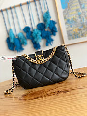 Chanel Hobo Handbag Lambskin Leather Black AS3476 17x23x7cm - 1