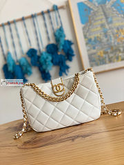 Chanel Hobo Handbag Lambskin Leather White AS3476 17x23x7cm - 1