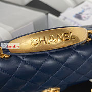 Chanel Mini Flap Bag With Top Handle Navy Blue AS2431 20x12x6cm - 5