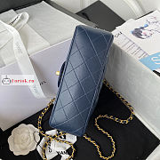 Chanel Mini Flap Bag With Top Handle Navy Blue AS2431 20x12x6cm - 3