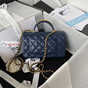 Chanel Mini Flap Bag With Top Handle Navy Blue AS2431 20x12x6cm - 2