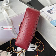 Chanel Mini Flap Bag With Top Handle Burgundy AS2431 20x12x6cm - 5