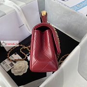 Chanel Mini Flap Bag With Top Handle Burgundy AS2431 20x12x6cm - 3