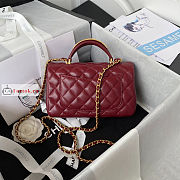 Chanel Mini Flap Bag With Top Handle Burgundy AS2431 20x12x6cm - 2