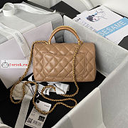 Chanel Mini Flap Bag With Top Handle Beige AS2431 20x12x6cm - 4
